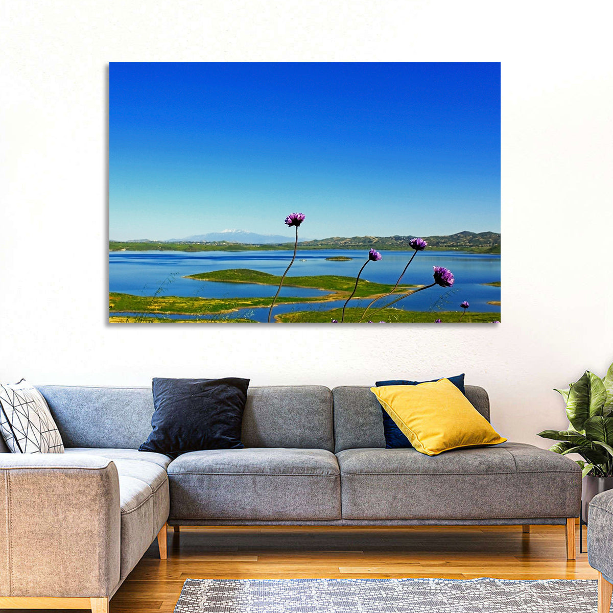 Lake Mathews Wildflower View Wall Art in a room, landscape