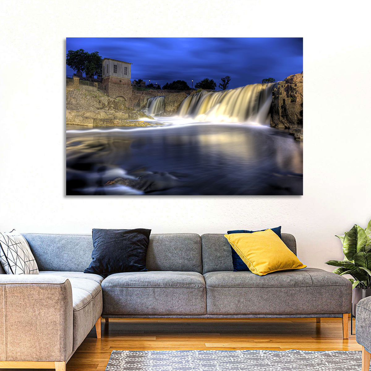 Queen Bee Mill Waterfall Wall Art in a room, landscape