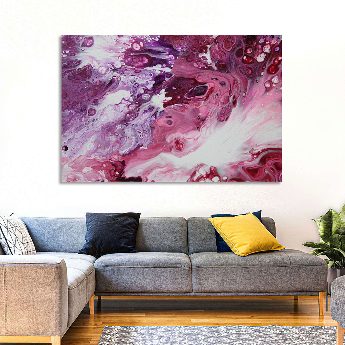 Flowing Bubbles Abstract Wall Art in a room, landscape