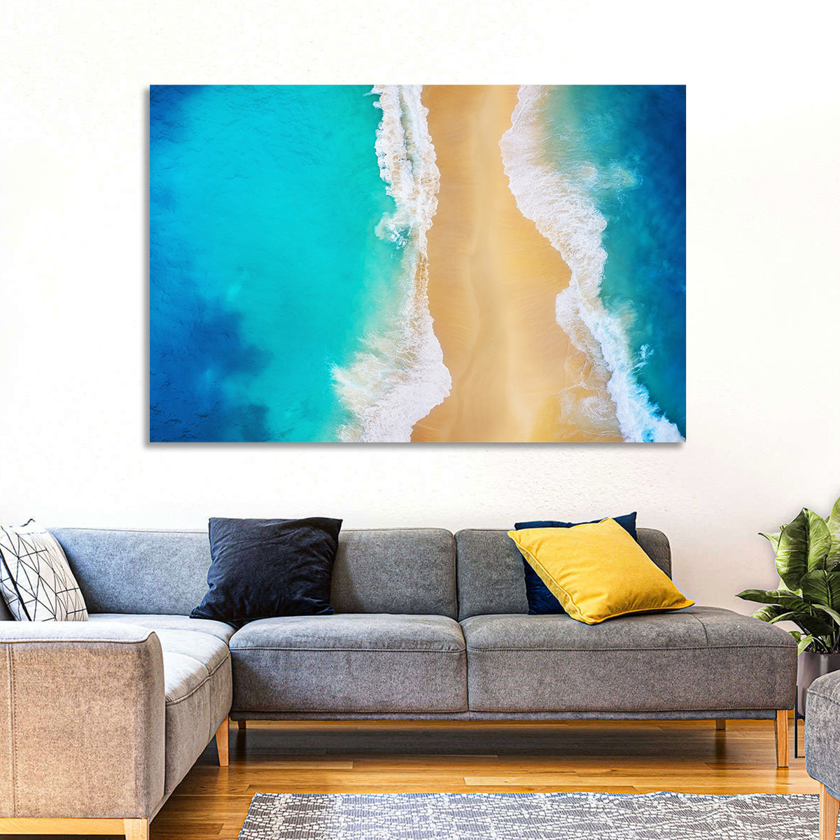 Nusa Penida Turquoise Beach Wall Art in a room, landscape