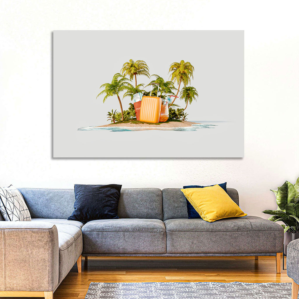 Tropical Island Vacation Illustration Wall Art