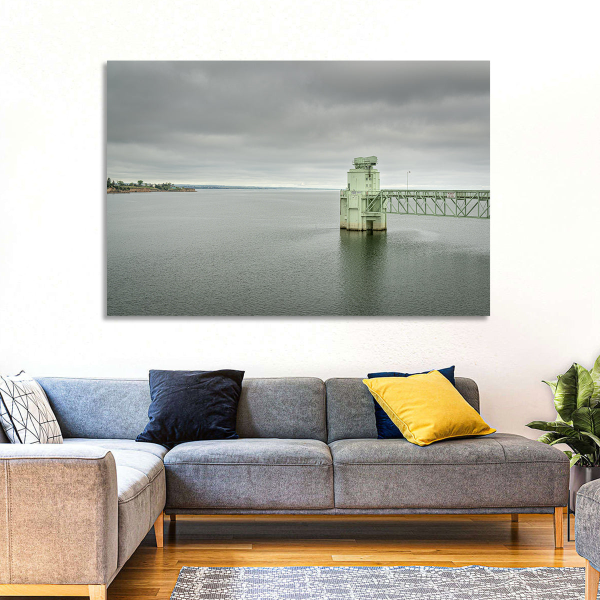 Lake Mcconaughy Intake Tower Wall Art in a room, landscape