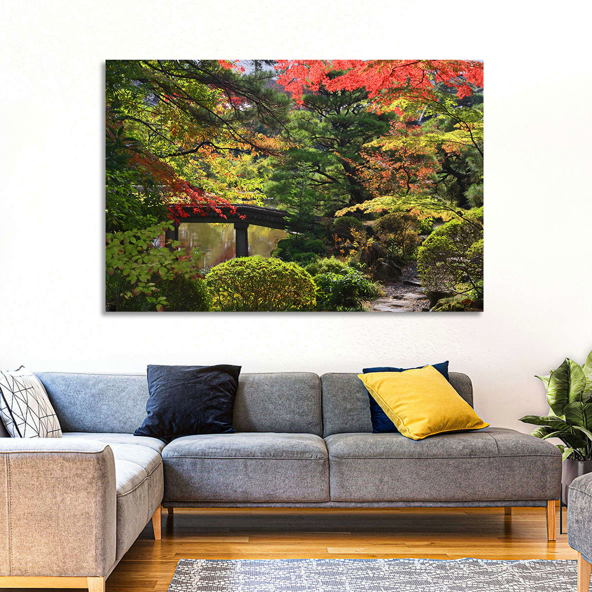 Rinoji Temple Autumn Garden Wall Art in a room, landscape