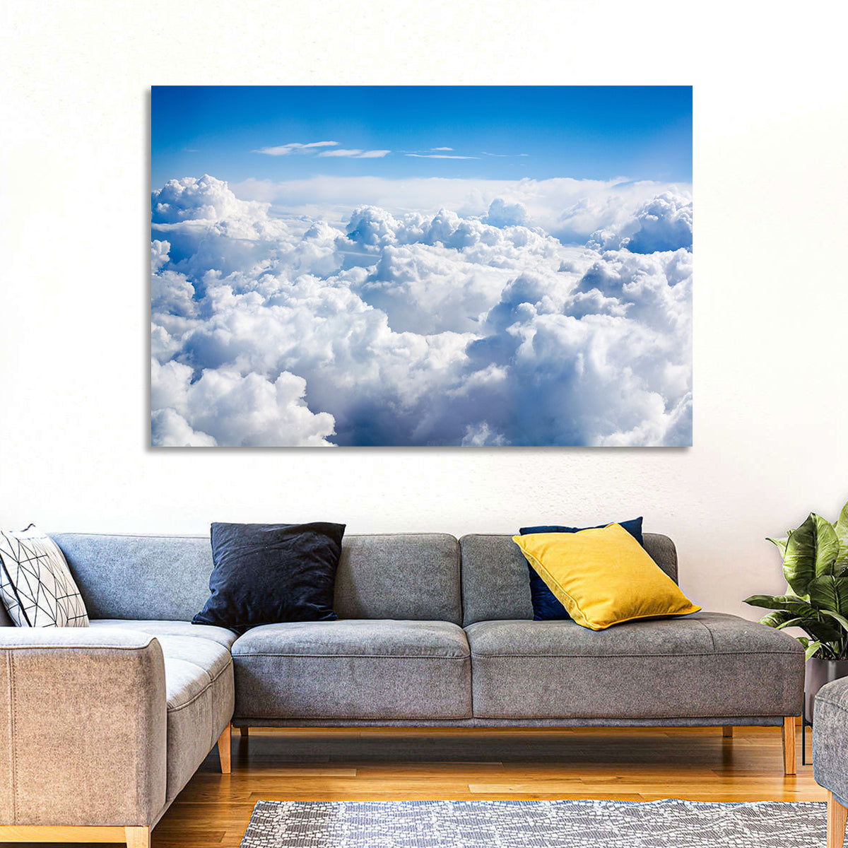 Aerial Cloudscape Wall Art in a room, landscape