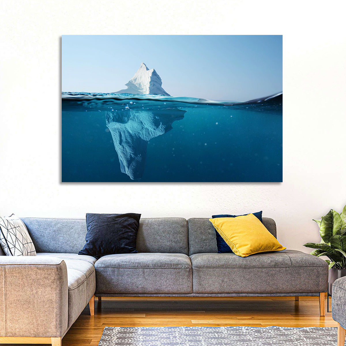 Split-level Iceberg Wall Art in a room, landscape