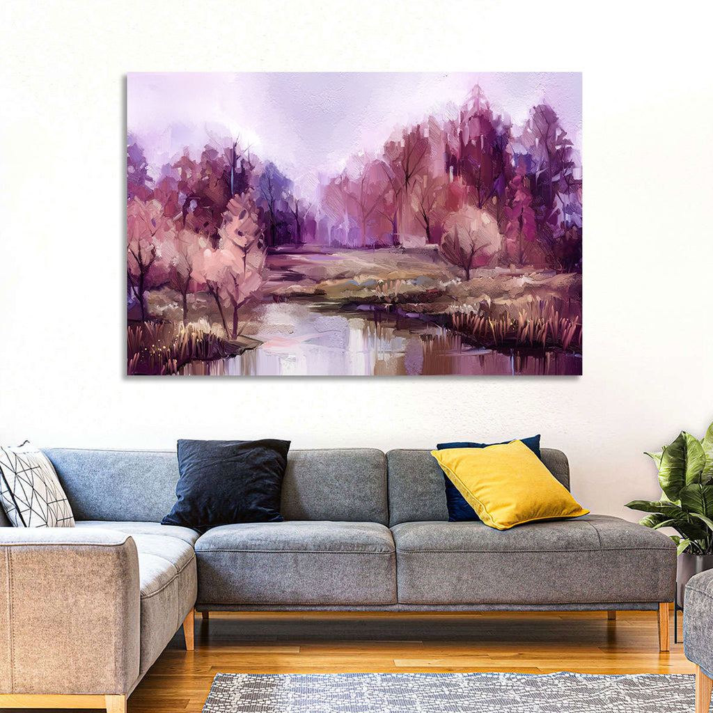 Lavender Autumn Forest Watercolor Wall Art