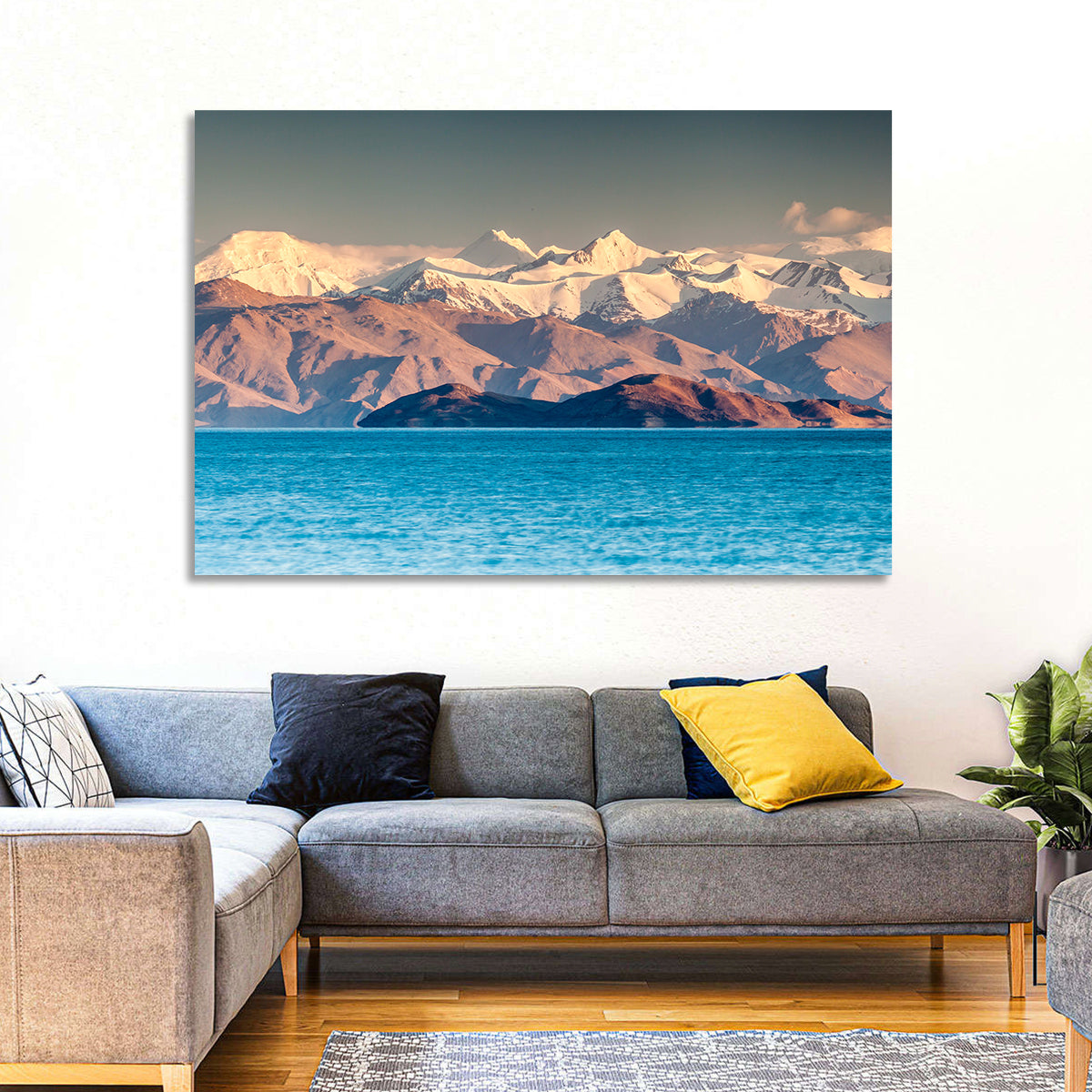 Karakul Lake at Golden Hour Wall Art in a room, landscape