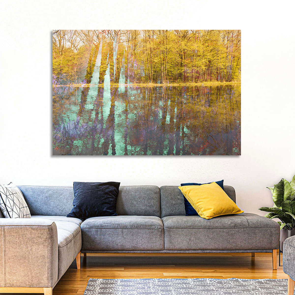 Autumn River Reflection Wall Art