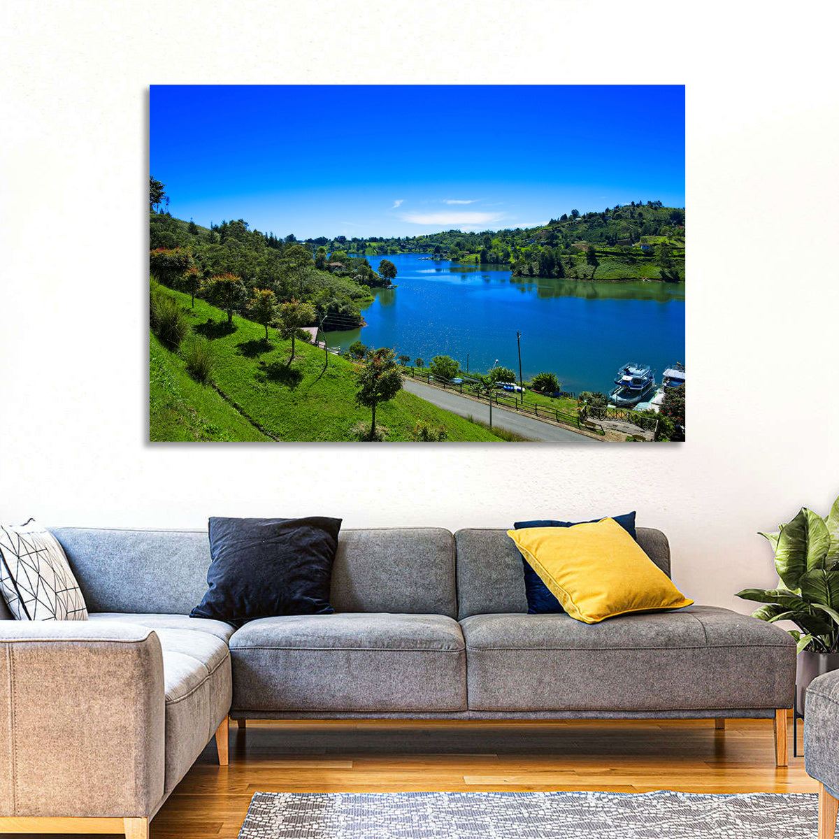 Santa Fe De Antioquia Lake View Wall Art in a room, landscape