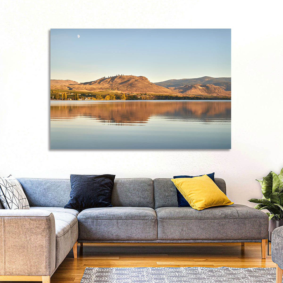 Osoyoos Lake Moonlit Reflection Wall Art in a room, landscape