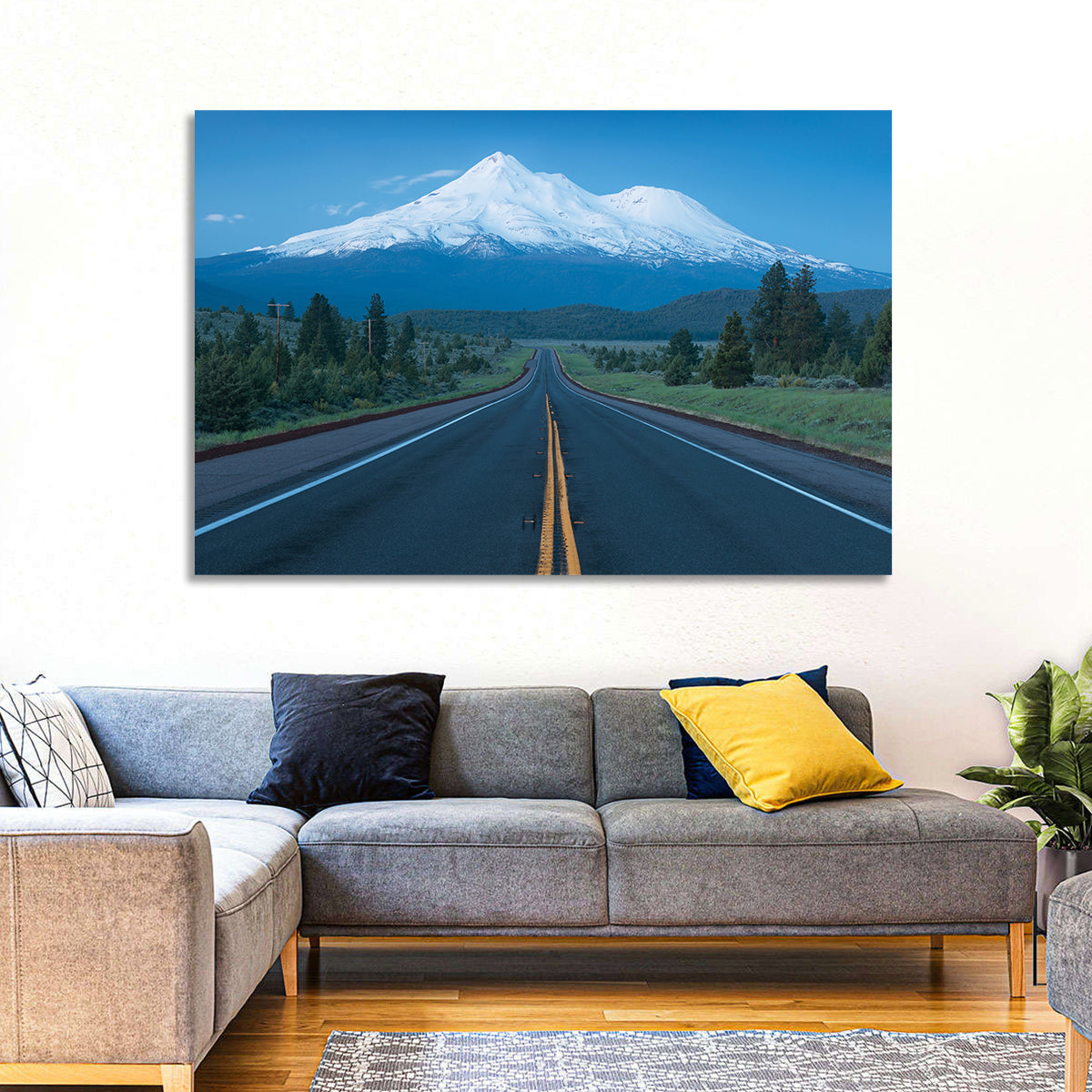 Road to Mount Shasta Wall Art in a room, landscape