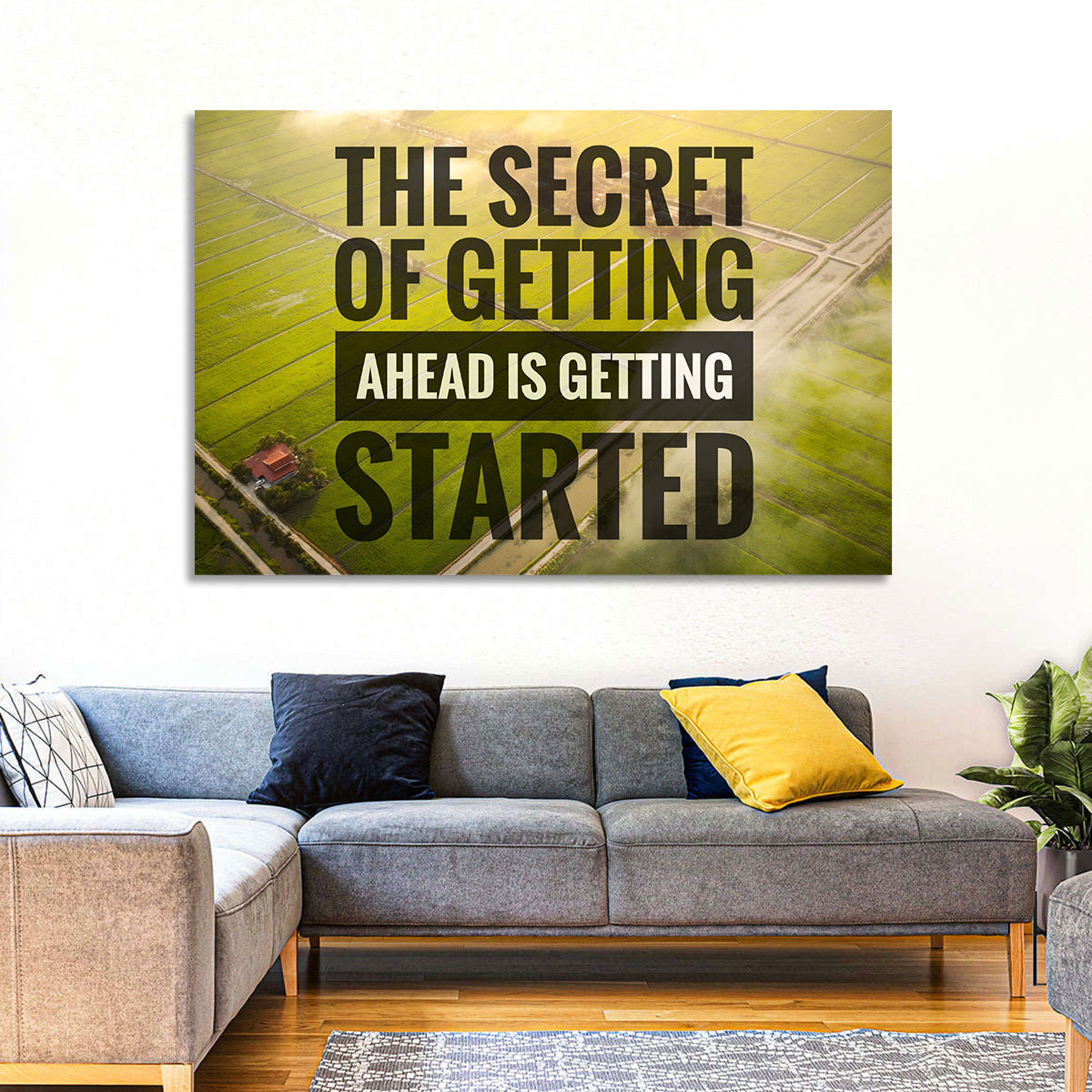 Getting Started Sunlit Farmland Wall Art in a room, landscape