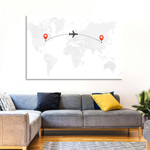 Air Travel World Map Wall Art