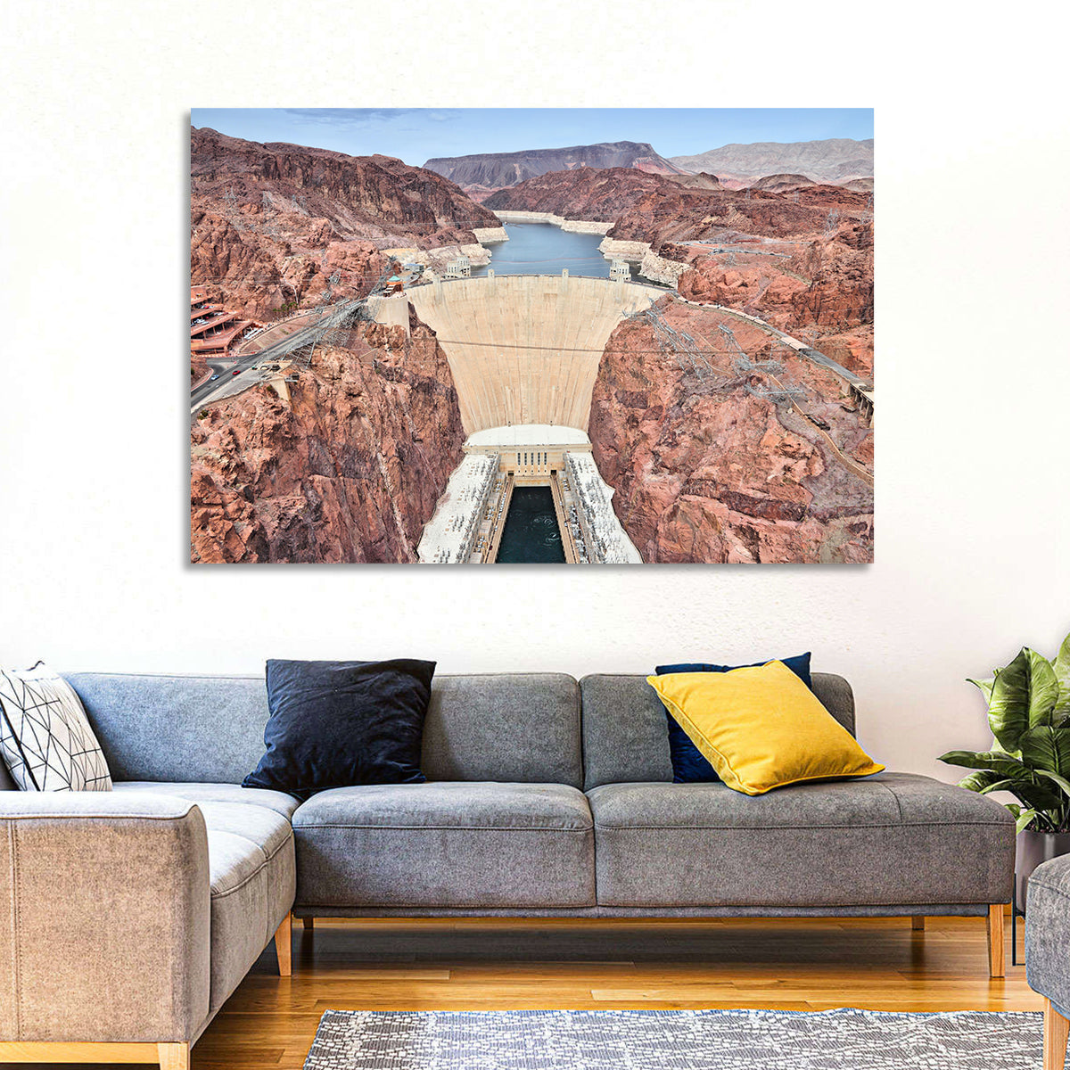 Hoover Dam High-angle View Wall Art in a room, landscape