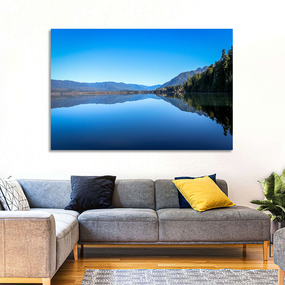 Lake Quinault Reflection Wall Art in a room, landscape