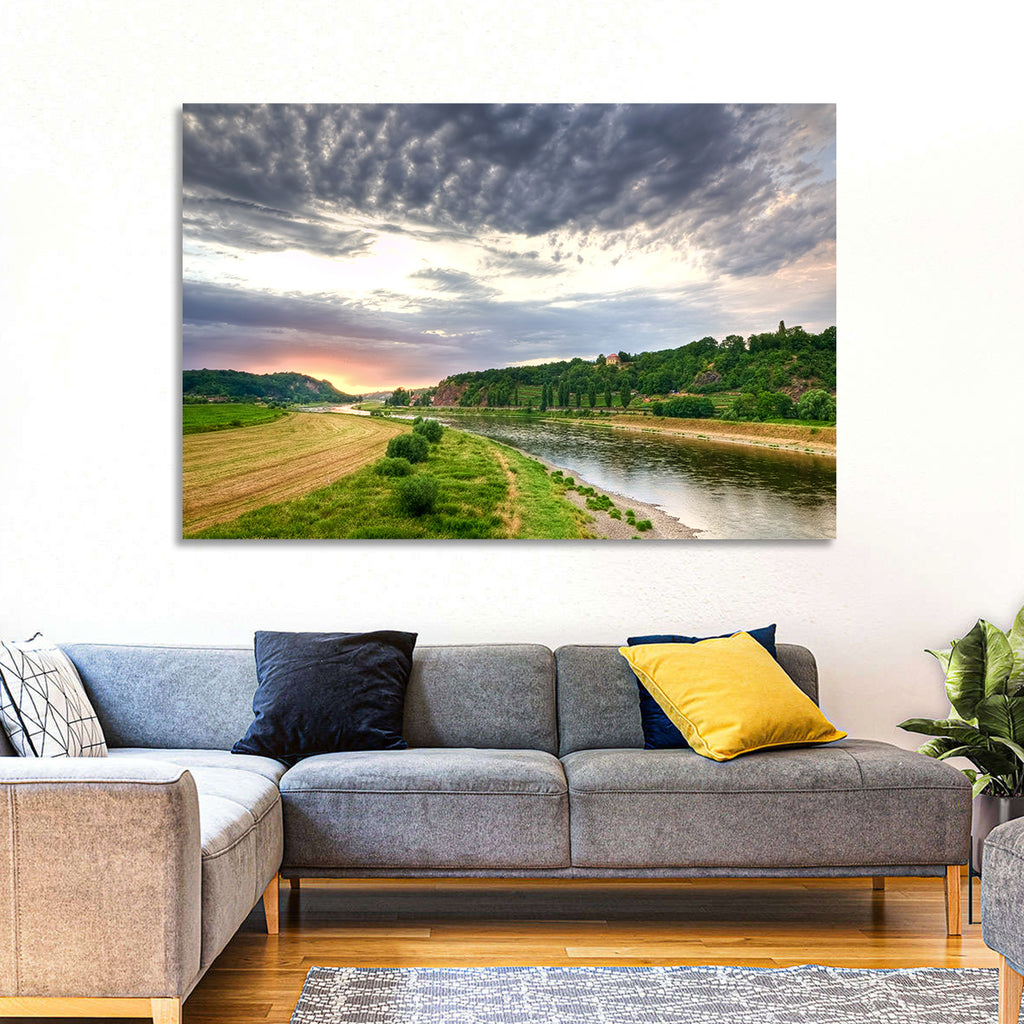 Elbe River at Golden Hour Wall Art