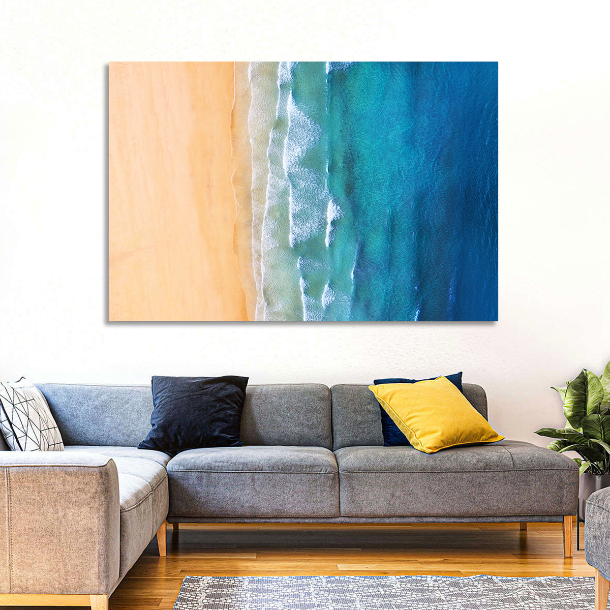 Aerial Iceland Coastline Wall Art in a room, landscape