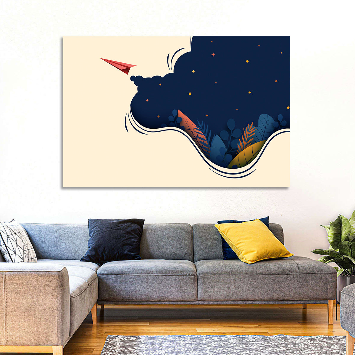 Paper Airplane in Flight Wall Art
