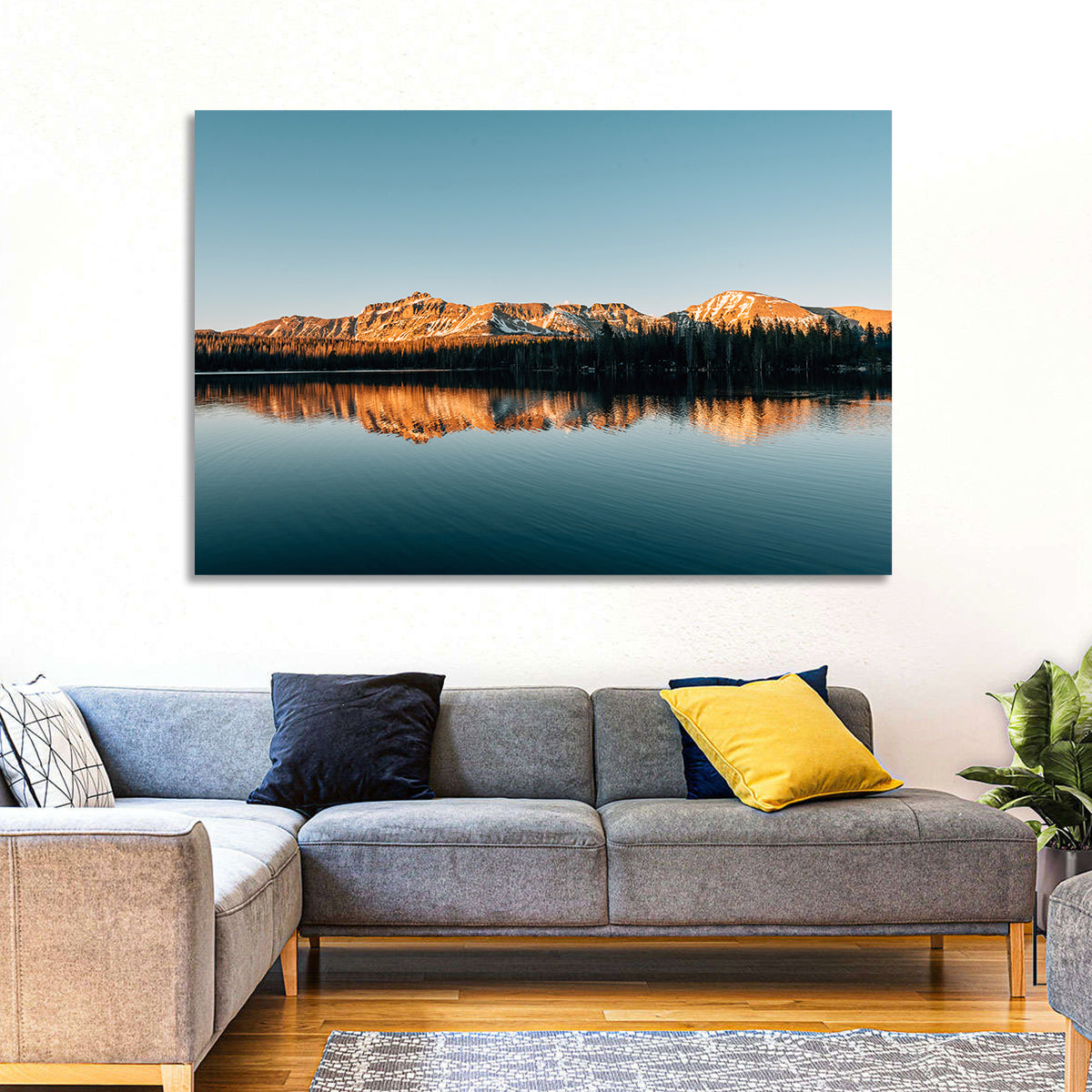Mirror Lake Reflection, Uinta Mountains Wall Art in a room, landscape