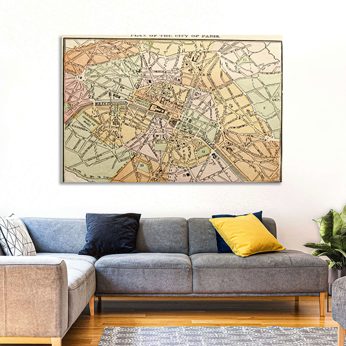 Plan of Paris Wall Art in a room, landscape