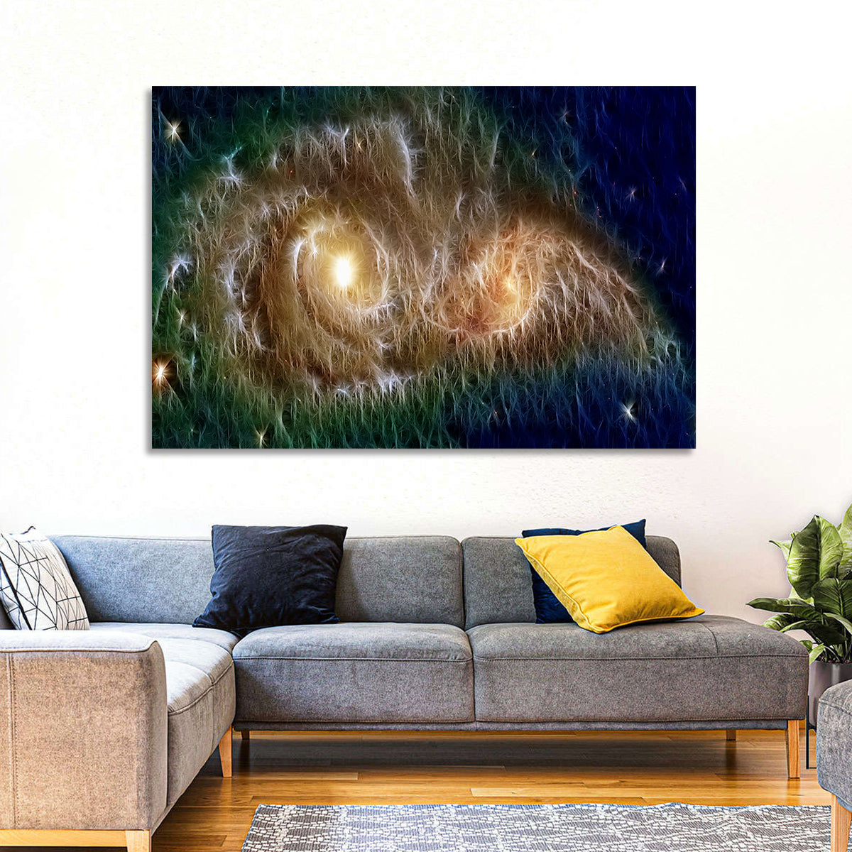 Infinite Universe and Galaxies Wall Art in a room, landscape