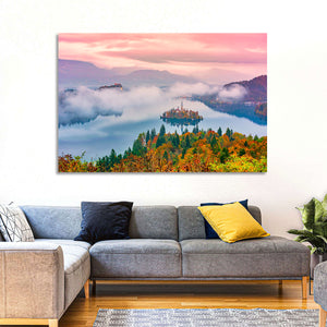 Foggy Bled Lake Wall Art