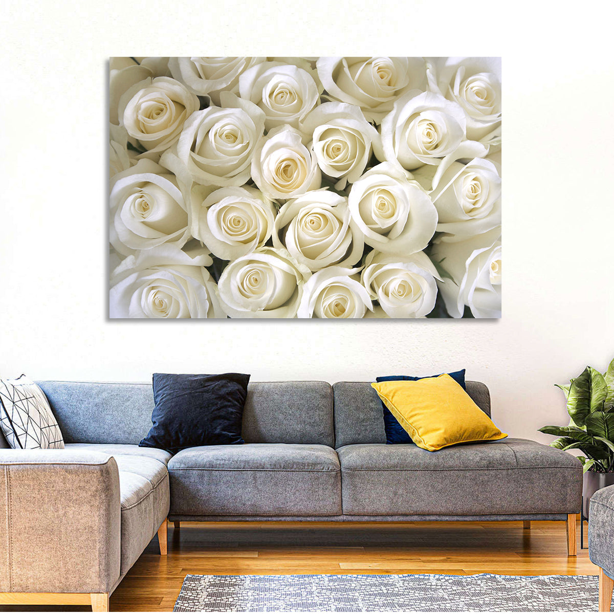 Silky Roses Wall Art in a room, landscape