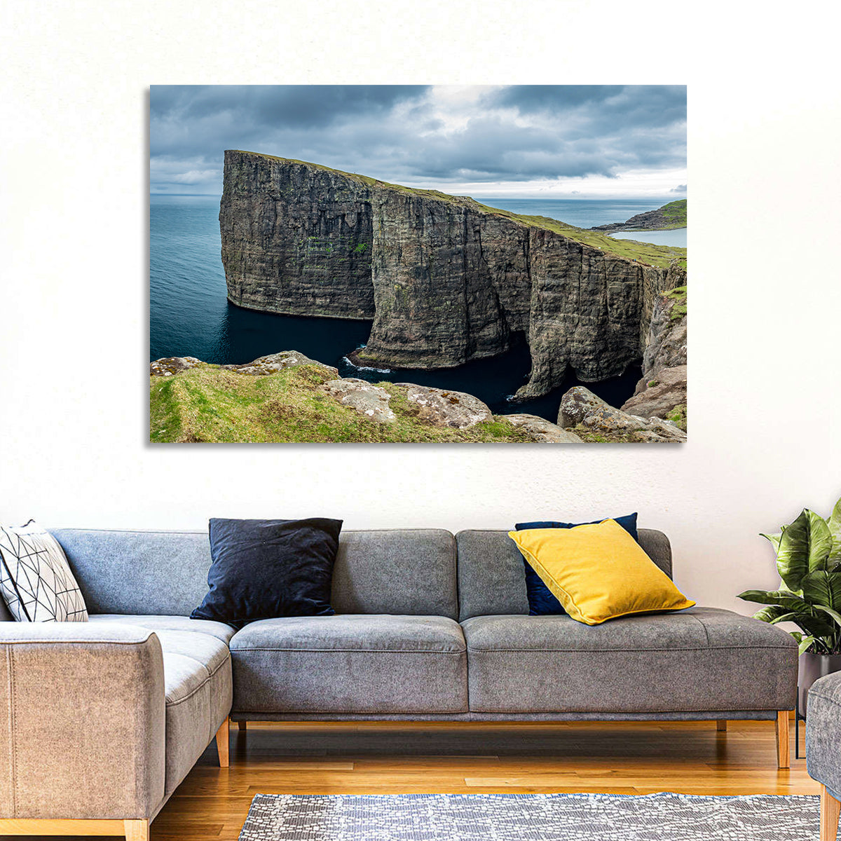 Trælanípa Cliff, Faroe Islands Wall Art in a room, landscape