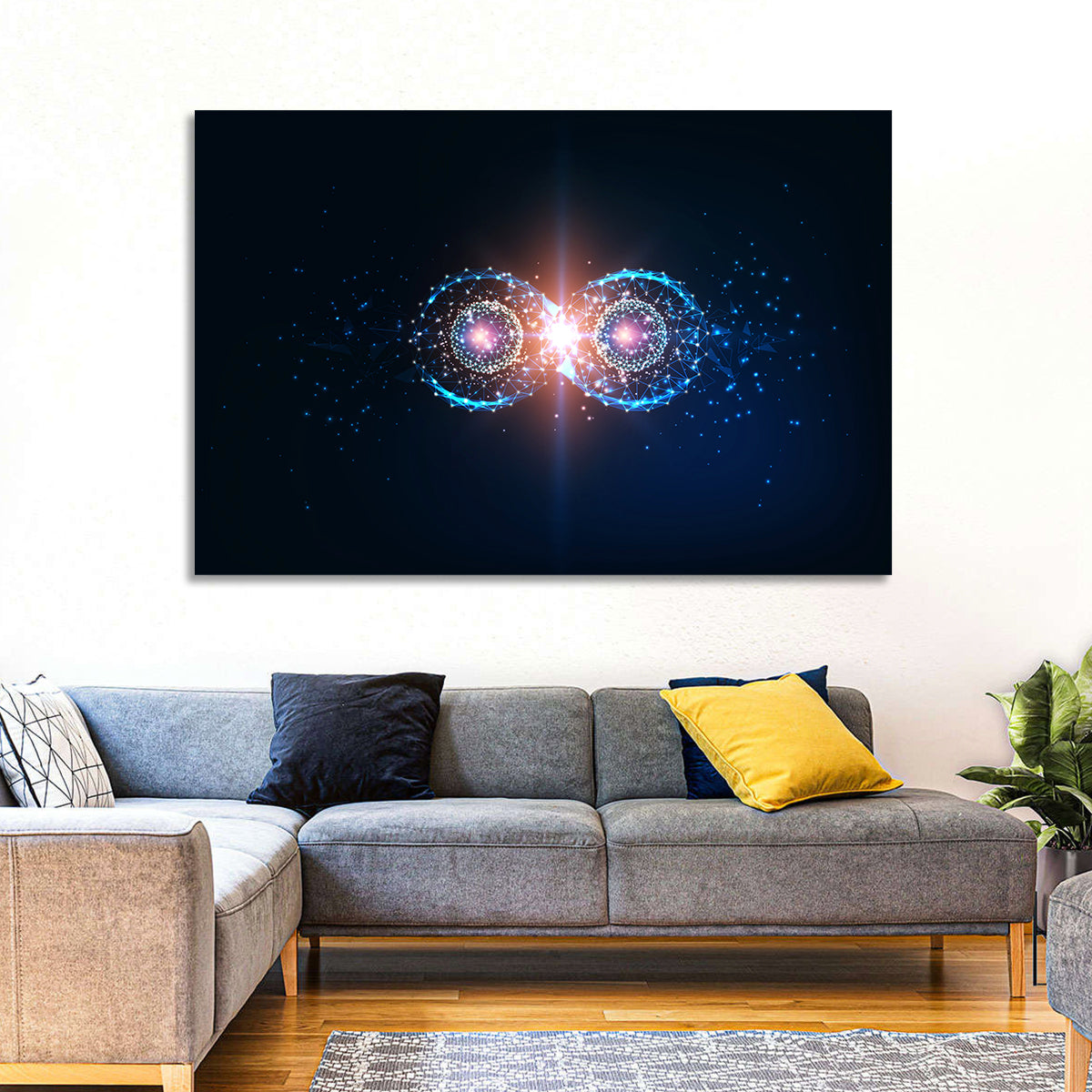 Polygonal Infinity Loop Wall Art in a room, landscape