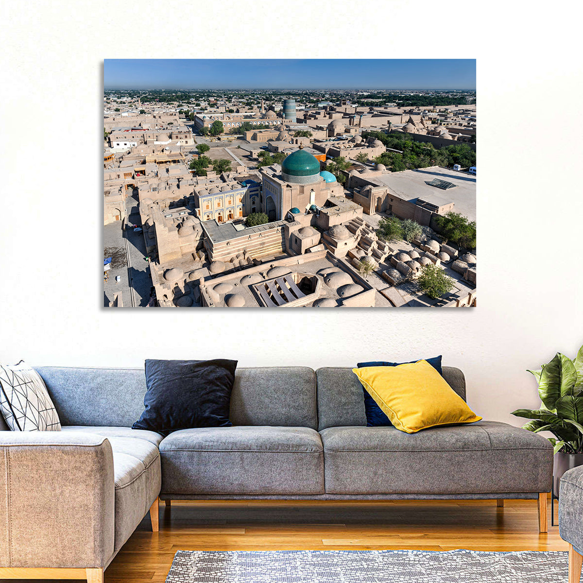 Khiva Green Dome Madrassa Wall Art in a room, landscape
