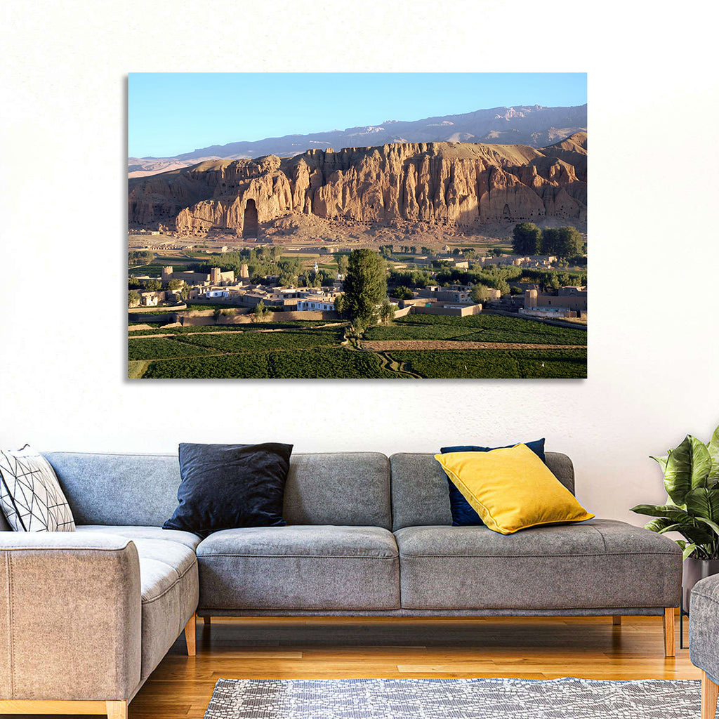 Bamiyan Valley Cliff Niche at Golden Hour Wall Art