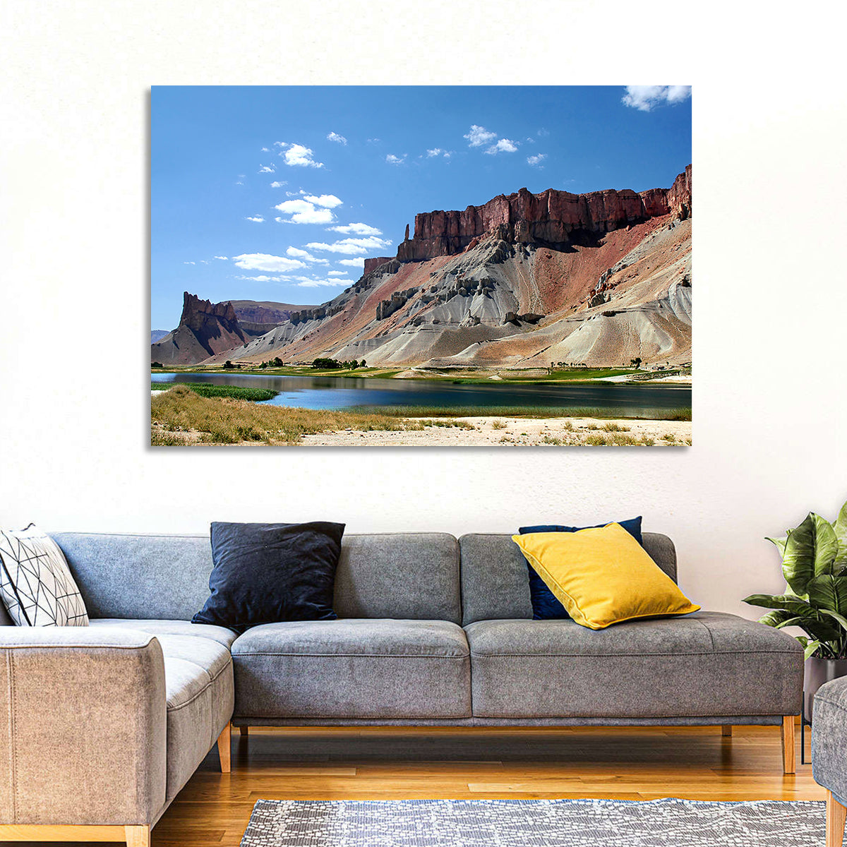 Band-e Amir Lakes and Rock Spire Wall Art in a room, landscape