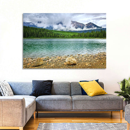 Patricia Lake Cloudy Mountains Wall Art