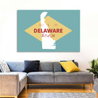 Delaware State Map Graphic Wall Art