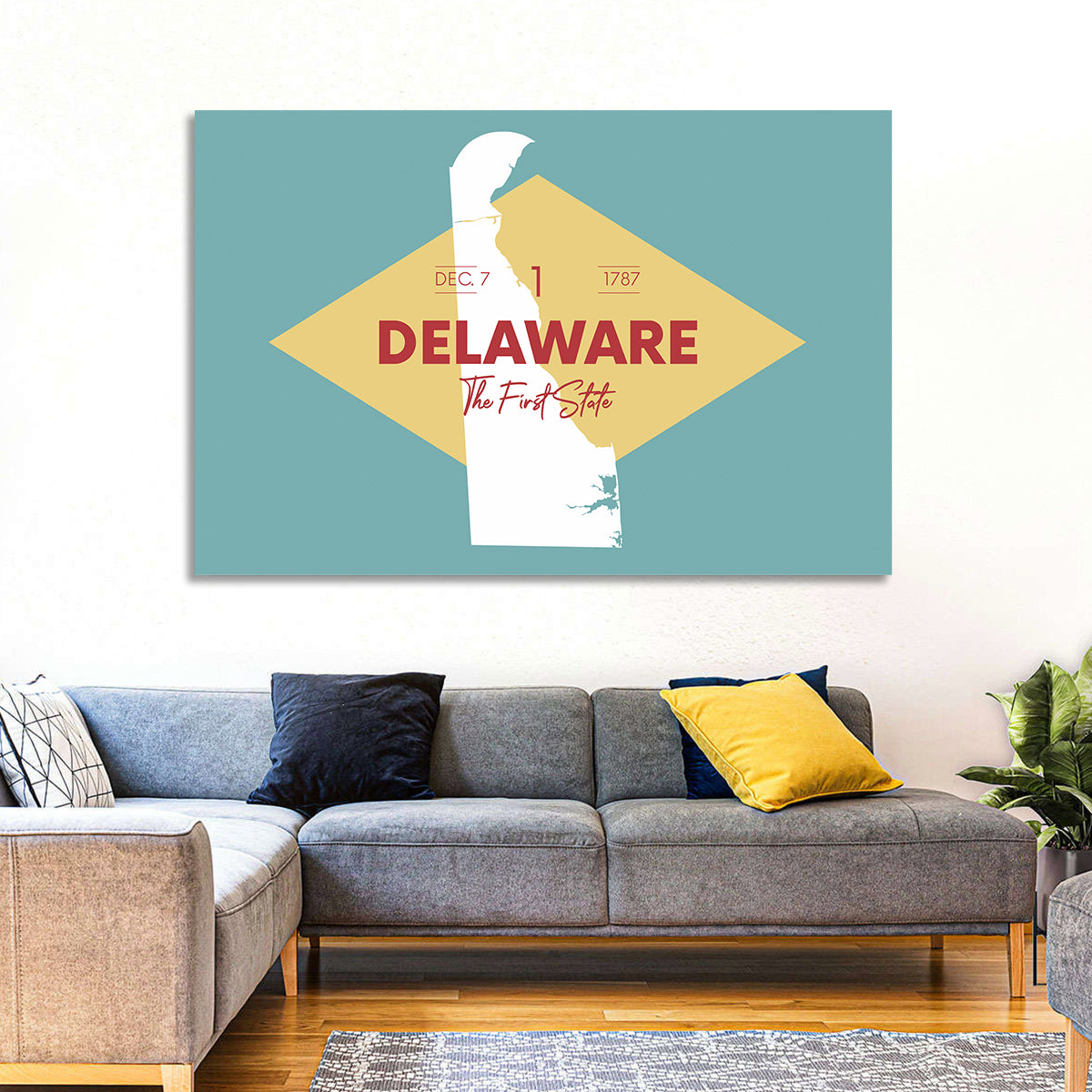 Delaware State Map Graphic Wall Art