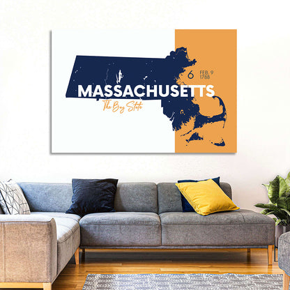 Massachusetts State Map Wall Art