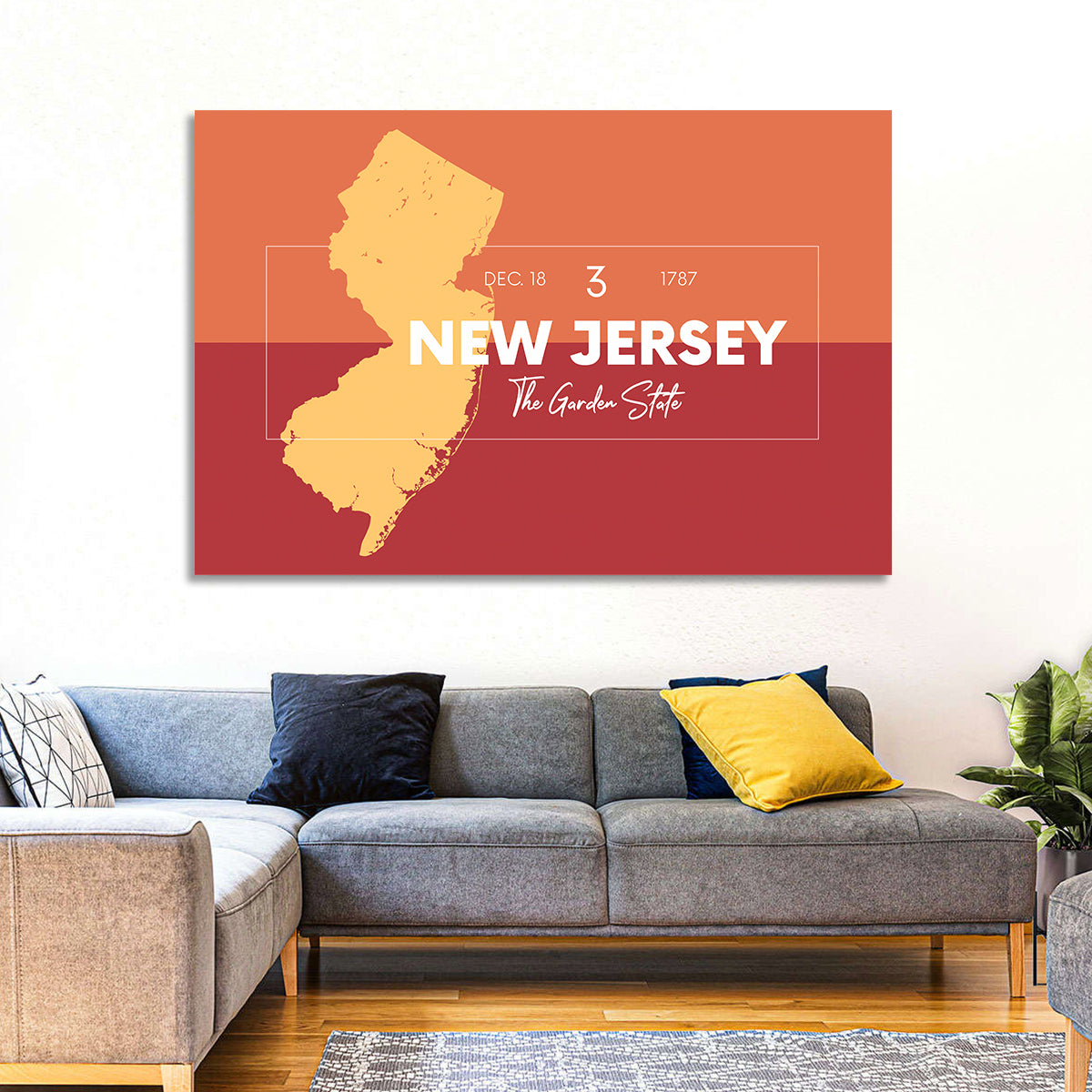 New Jersey State Map Wall Art in a room, landscape