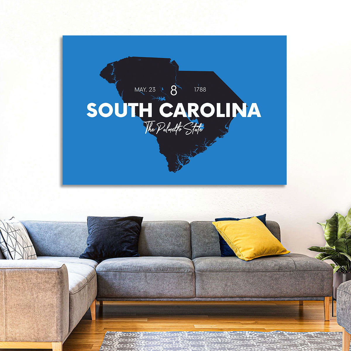 South Carolina State Map Wall Art in a room, landscape