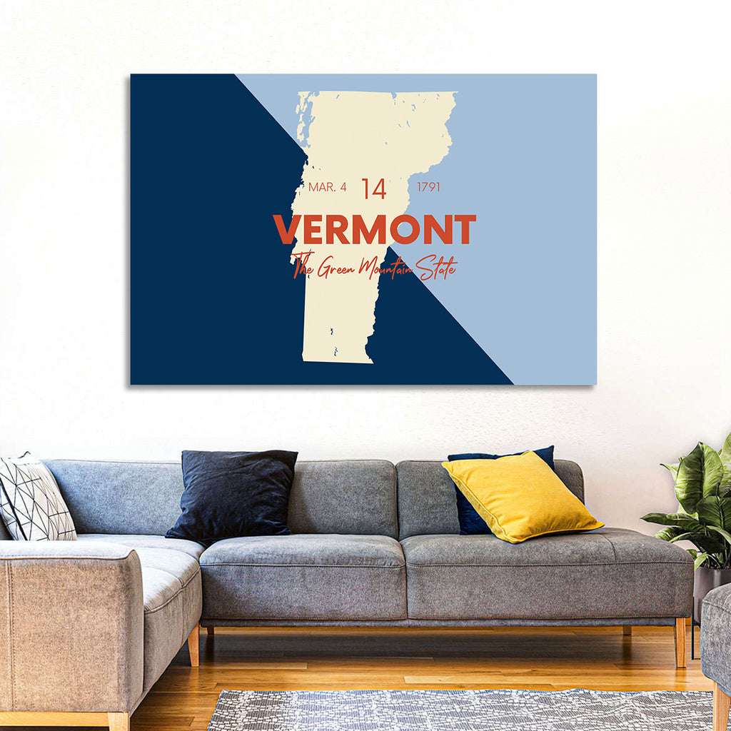 Vermont Map, Green Mountain State Wall Art