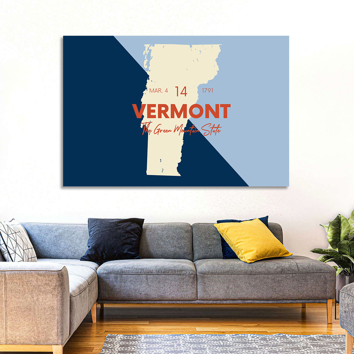 Vermont Map, Green Mountain State Wall Art