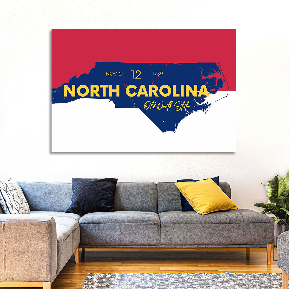 North Carolina Typographic Map Wall Art