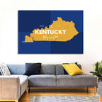 Blue and Gold Kentucky Map Wall Art
