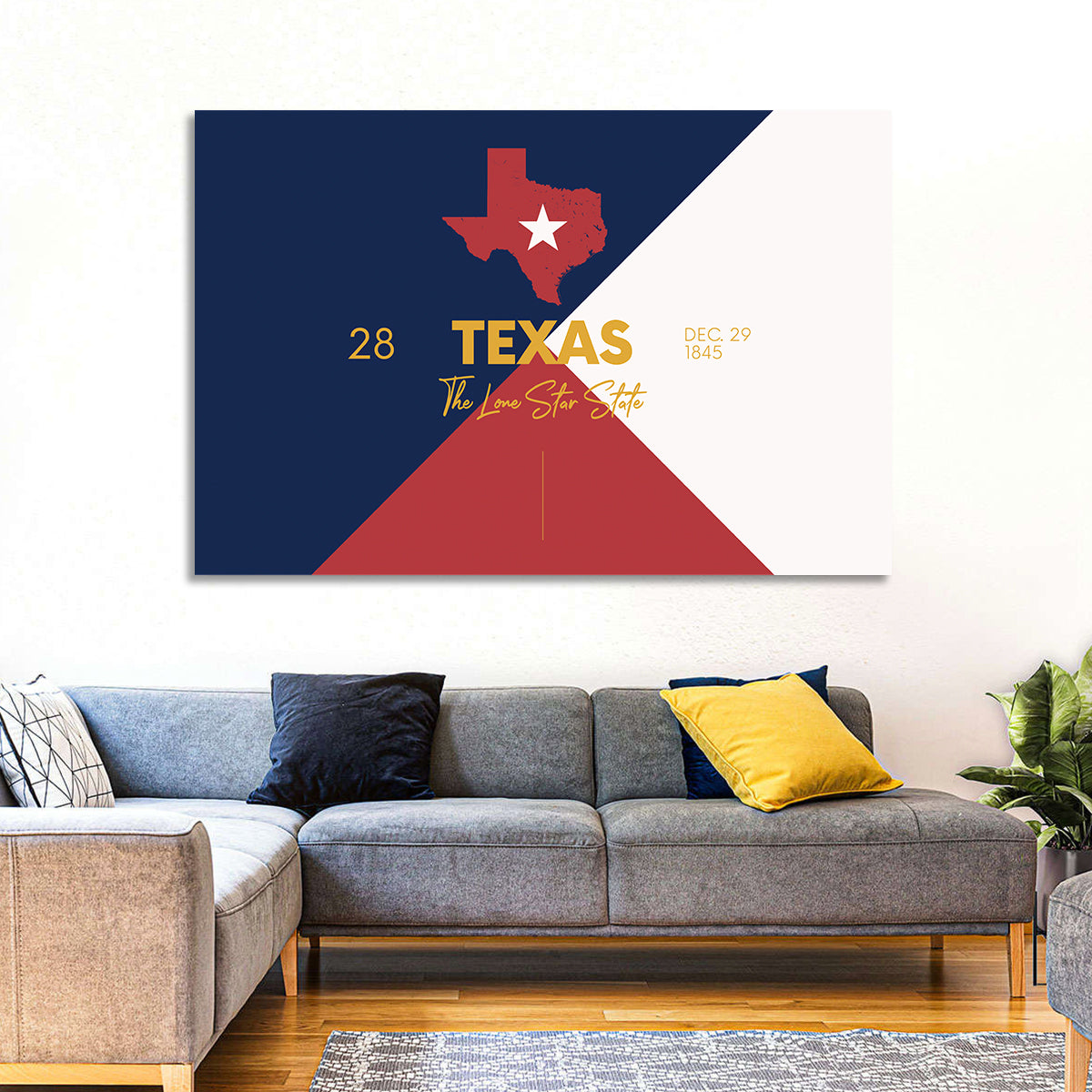 Lone Star State Map Wall Art in a room, landscape