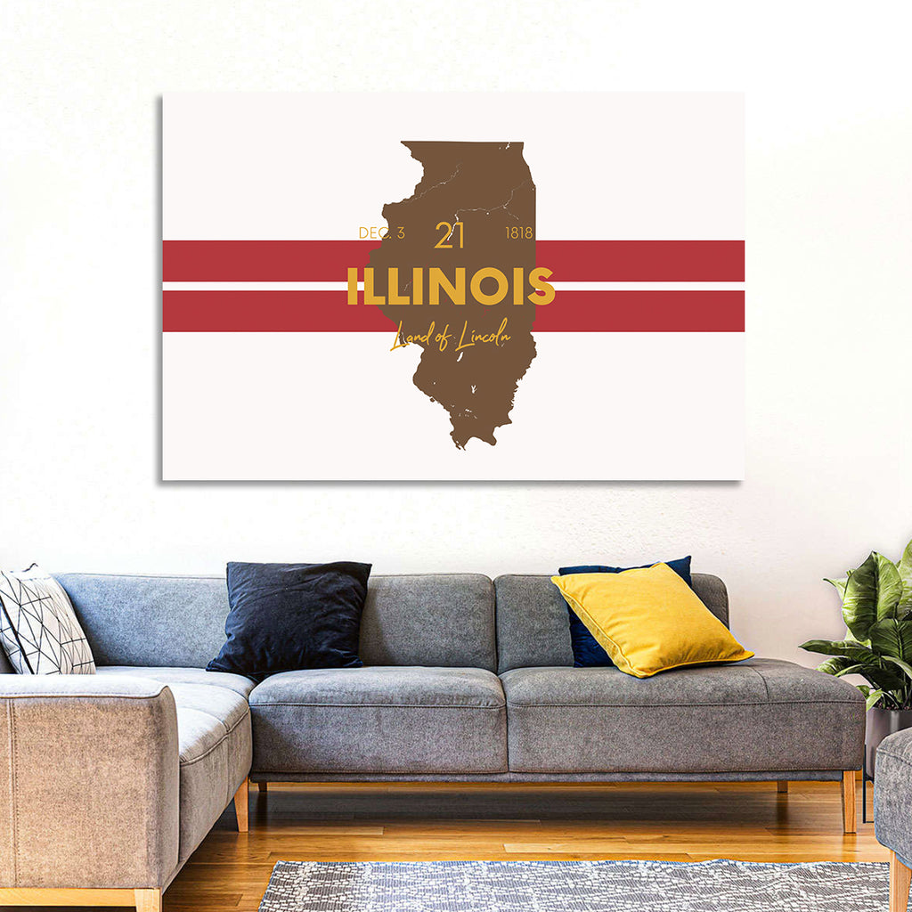 Illinois Map Land of Lincoln Wall Art