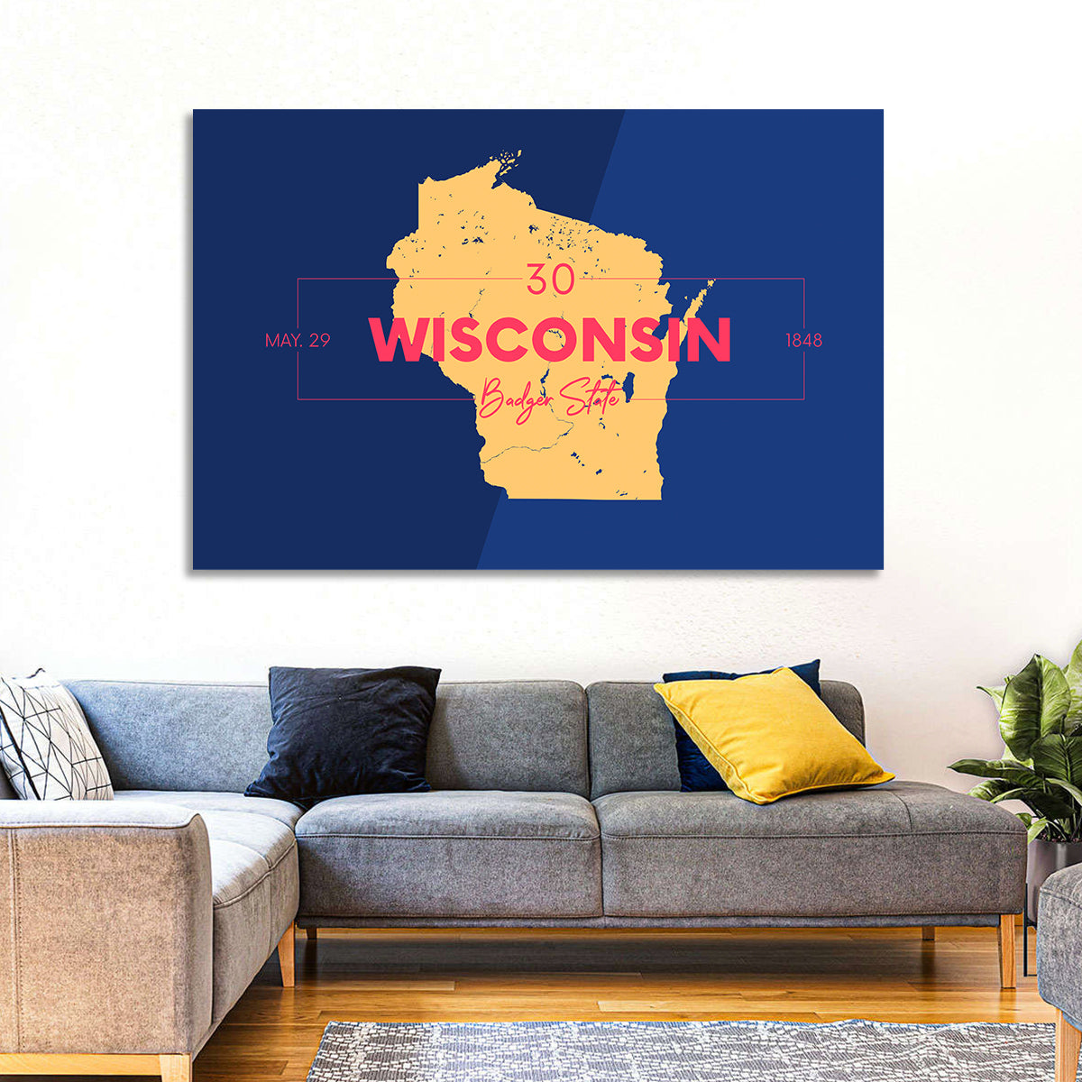 Badger State Map Wall Art