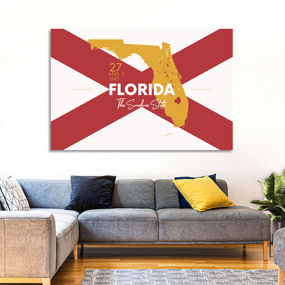 Florida Gold Map Graphic Wall Art