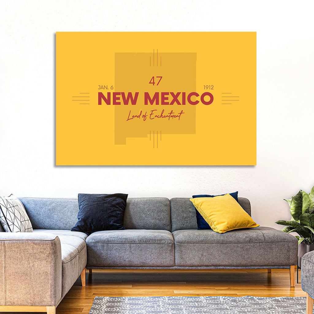 New Mexico Typographic Map 1912 Wall Art