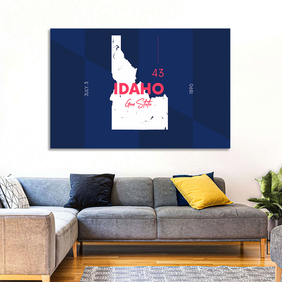Idaho Gem State Map Wall Art