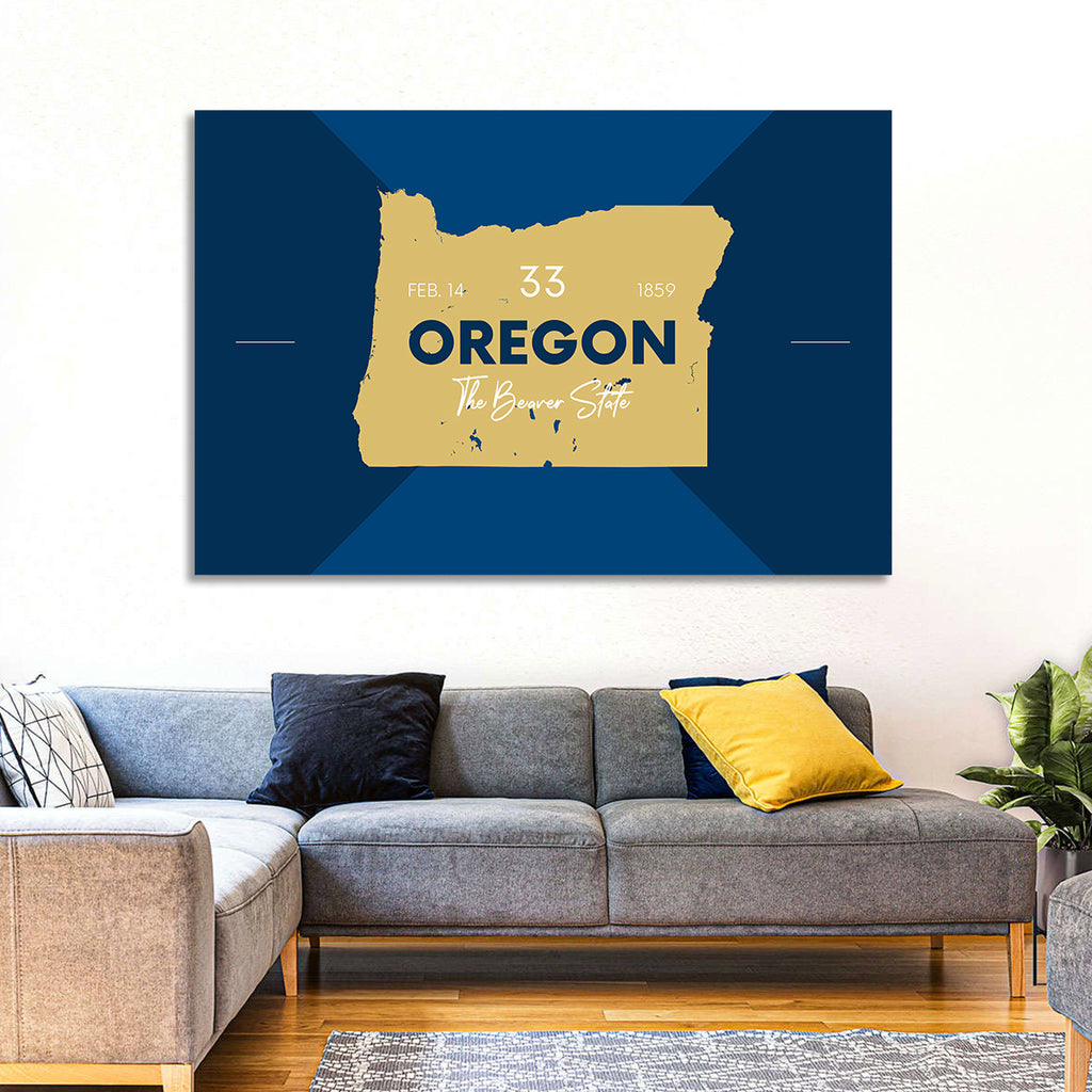 Oregon Typographic Map Wall Art
