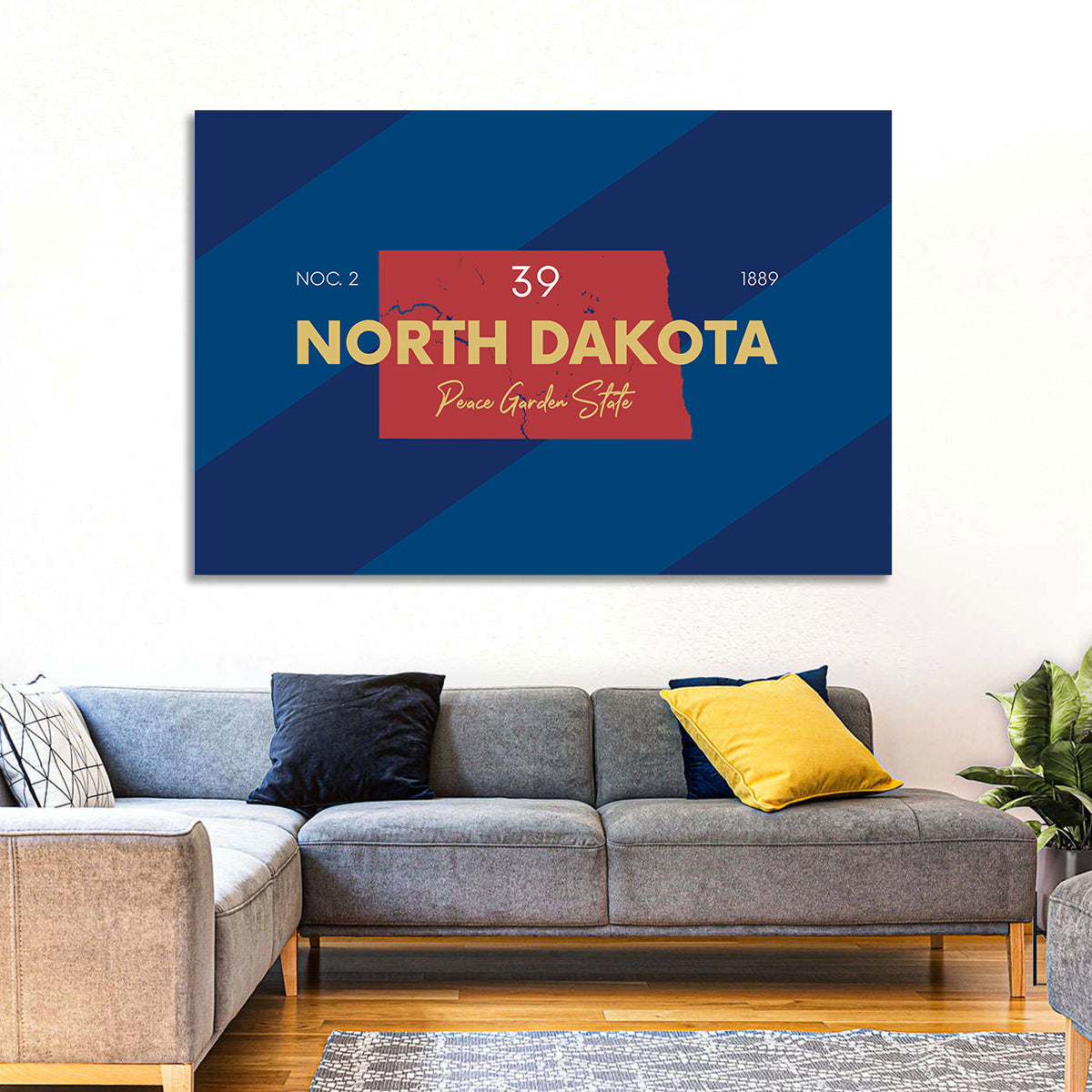 North Dakota Map Graphic Number 39 Wall Art in a room, landscape